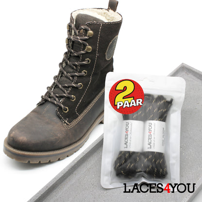 2 Paar - Premium runde Schnürsenkel für Wanderschuhe, Outdoorschuhe, Arbeitsschuhe [ Ø4,5 mm ]