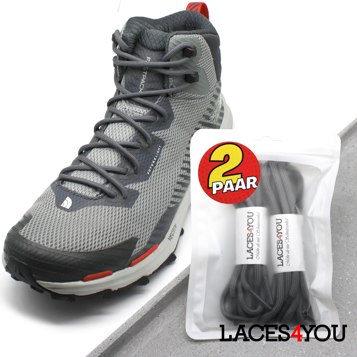 2 Paar - Premium runde Schnürsenkel für Wanderschuhe, Outdoorschuhe, Arbeitsschuhe [ Ø4,5 mm ]