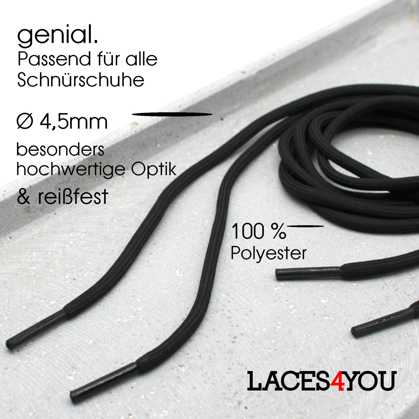 2 Paar - Premium runde Schnürsenkel für Wanderschuhe, Outdoorschuhe, Arbeitsschuhe [ Ø4,5 mm ] (Kopie) (Kopie)
