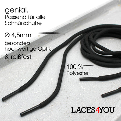 2 Paar - Premium runde Schnürsenkel für Wanderschuhe, Outdoorschuhe, Arbeitsschuhe [ Ø4,5 mm ] (Kopie) (Kopie)