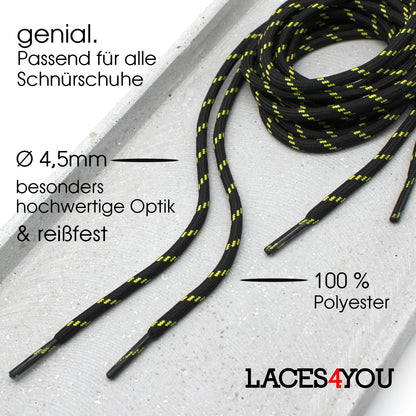 2 Paar - Premium runde Schnürsenkel für Wanderschuhe, Outdoorschuhe, Arbeitsschuhe [ Ø4,5 mm ]