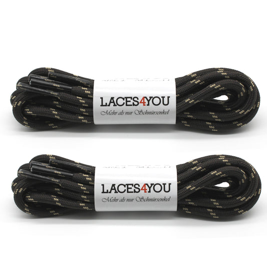 2 Paar - Premium runde Schnürsenkel für Wanderschuhe, Outdoorschuhe, Arbeitsschuhe [ Ø4,5 mm ]