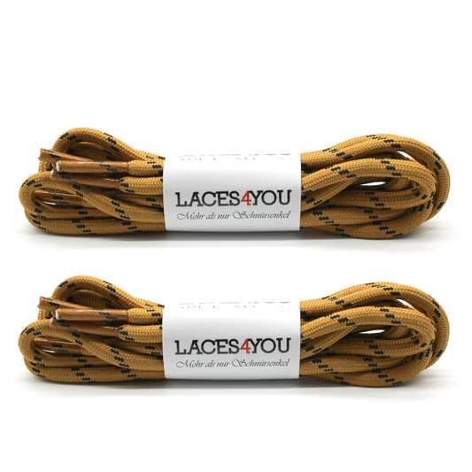 2 Paar - Premium runde Schnürsenkel für Wanderschuhe, Outdoorschuhe, Arbeitsschuhe [ Ø4,5 mm ]